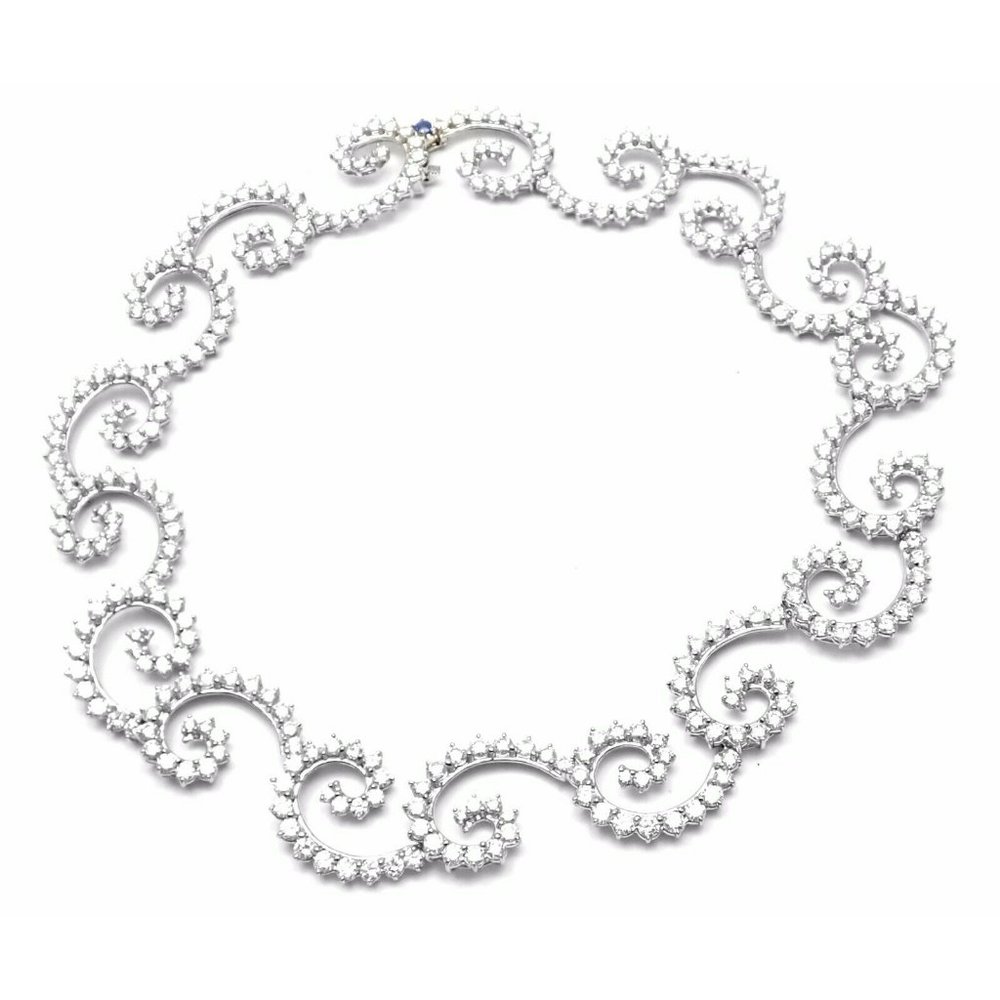 Rare! Authentic Angela Cummings Platinum 34ct Diamond Necklace 1995